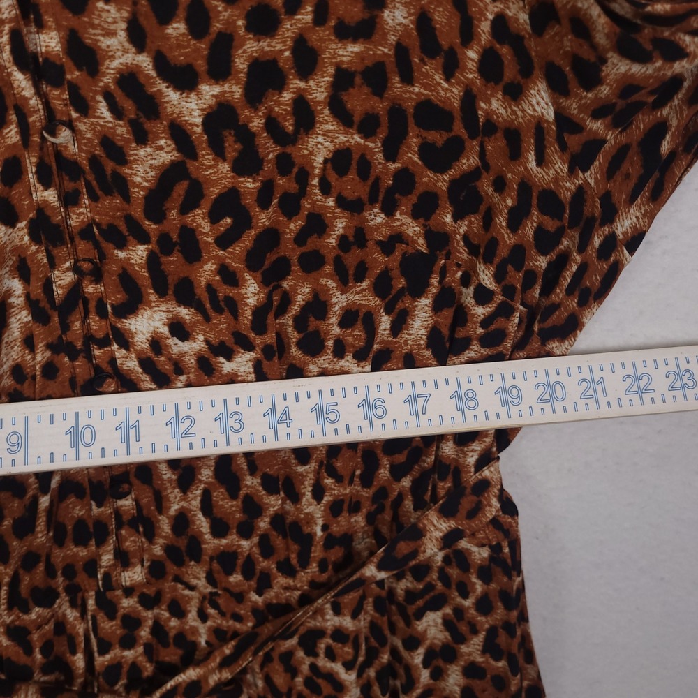 Talbots Midi Dress Leopard Print V-Neck Popover Belted 18WP Casual Formal Luxury - Picture 4 of 12